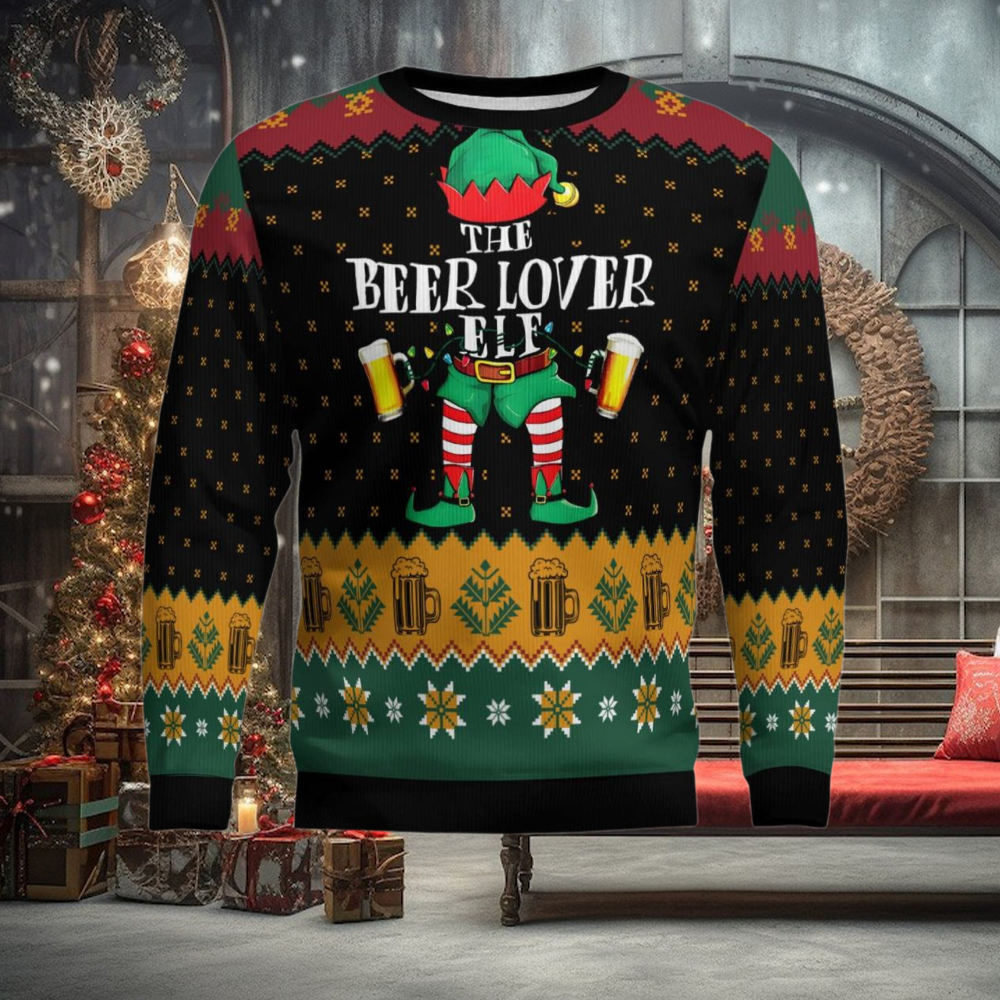 The Beer Lover Elf Ugly Christmas Sweater The Beer Lover Elf Ugly Christmas Sweater