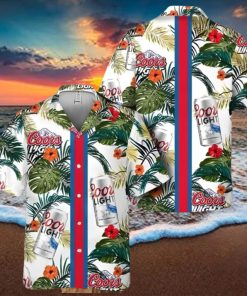 Coors Light Beer Hawaiian Shirt Tropical Foliage