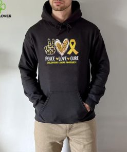 peace love cure childhood cancer awareness leopart heart hoodie, sweater, longsleeve, shirt v-neck, t-shirt Shirt
