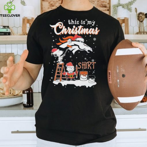 peanuts Snoopy And Charlie Brown Wall Paint Denver Broncos This Is My Christmas Shirt