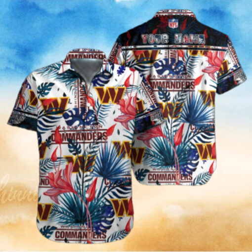 personalized Washington Commanders Tropical Bloom Hawaiian Shirt