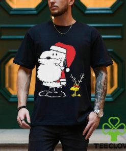 Holiday Snoopy Woodstock Antlers Santa Short Sleeve T Shirt, Peanuts Snoopy Santa Claus Woodstock Chritmas Tee