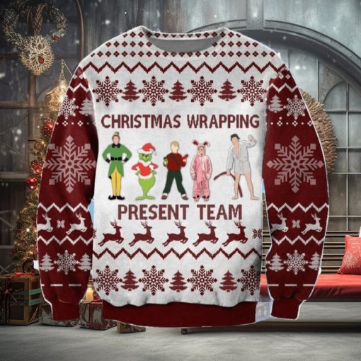 Christmas Wrapping Present Team Muppet Home Alone Elf Grinch Knitted 3D Sweater For Christmas