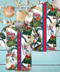 Coors Light Beer Hawaiian Shirt Tropical Foliage