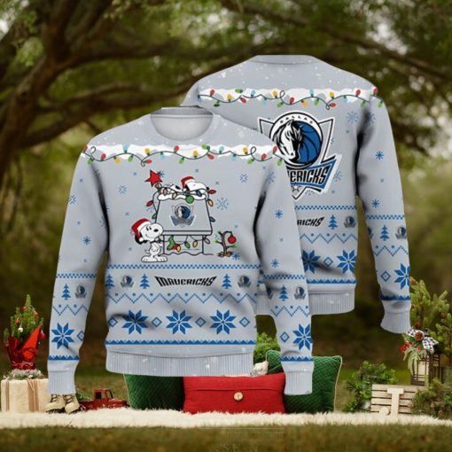 Dallas Mavericks Snoopy Christmas Light Woodstock Snoopy Ugly Christmas Sweater 3D Printed Men And Women Holiday Gift