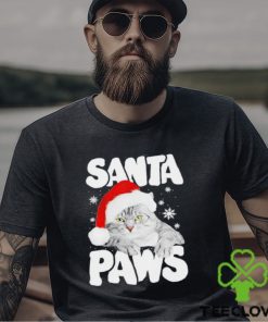 Cat hat santa santa paws merry christmas shirt