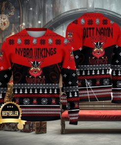 Custom Name Nybro Vikings IF Ugly Christmas Sweater New Logo Gift For Men And Women Fans