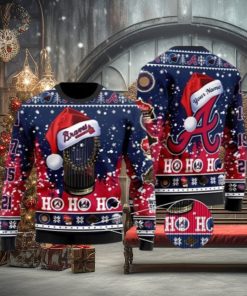 Atlanta Braves 2023 World Series Champions Ho Ho Ho 3D Ugly Christmas Sweater 3D Printed Men And Women Holiday Gift 1 Atlanta Braves 2023 World Series Champions Ho Ho Ho 3D Ugly Christmas Sweater 3D Printed Men And Women Holiday Gift