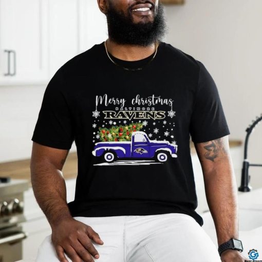 Merry Christmas Truck Baltimore Ravens Shirt