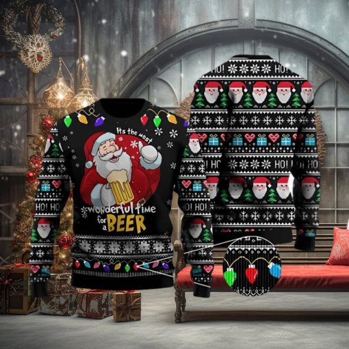 It Is The Most Wonderful Time For A Beer Ugly Christmas Sweater 3D Printed Men And Women Holiday Gift