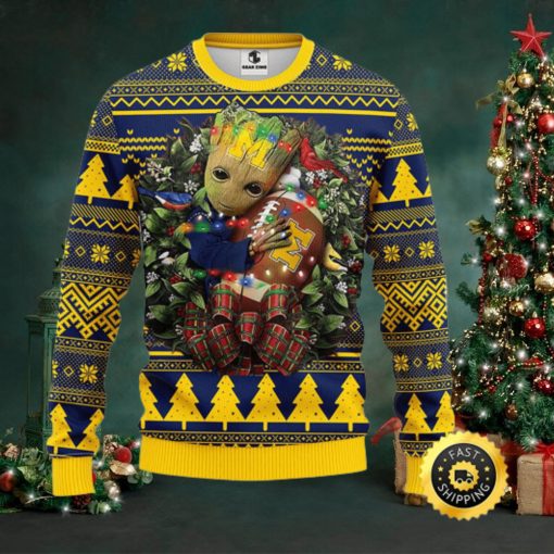 NFL Michigan Wolverines Groot Hug Christmas Ugly Sweater