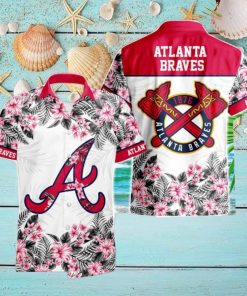 Atlanta Braves Hibiscus Plumeria Flower 3D Printed Hawaiian Shirt