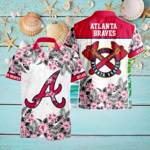 Atlanta Braves Hibiscus Plumeria Flower 3D Printed Hawaiian Shirt