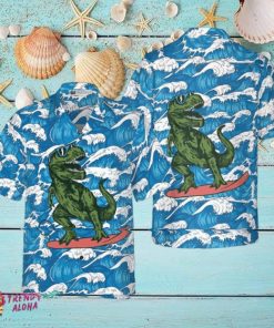 Surfing T Rex Dinosaur Hawaiian Shirt