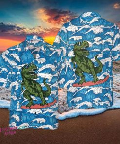 Surfing T Rex Dinosaur Hawaiian Shirt