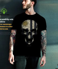 skull with uruguay flag skeleton uruguayan roots t shirt