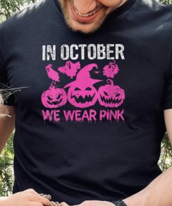 Womens In October We Wear Pink Cute Pumpkin Halloween Breast Cancer T Shirt Classic Shirt Shirt BS1Yn2