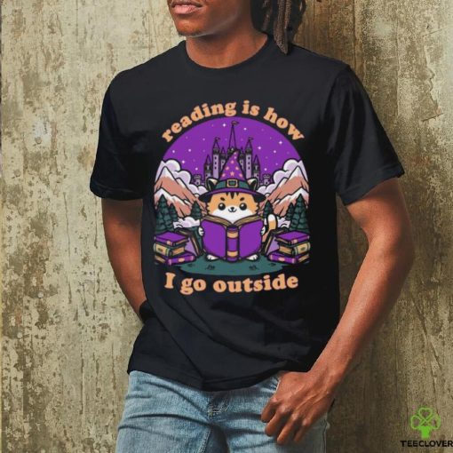 Reading Is How I Go Outside Magical Journey Cat Shirt