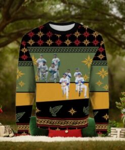 MLB LA Dodgers Team Lineup Green And Gold Ugly Christmas Sweater