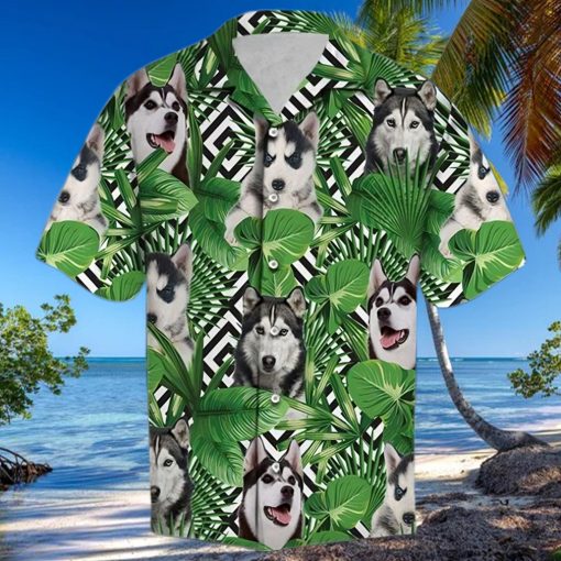 summer exotic jungle siberian husky green unique design unisex hawaiian hoodie, sweater, longsleeve, shirt v-neck, t-shirt