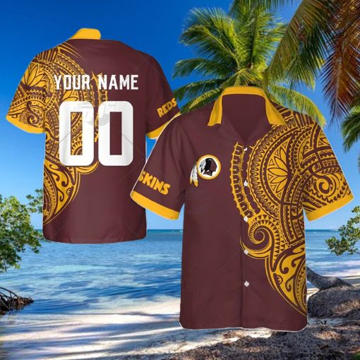 Personalize NFL Washington Redskins Polynesian Tattoo Design Hawaiian Shirt