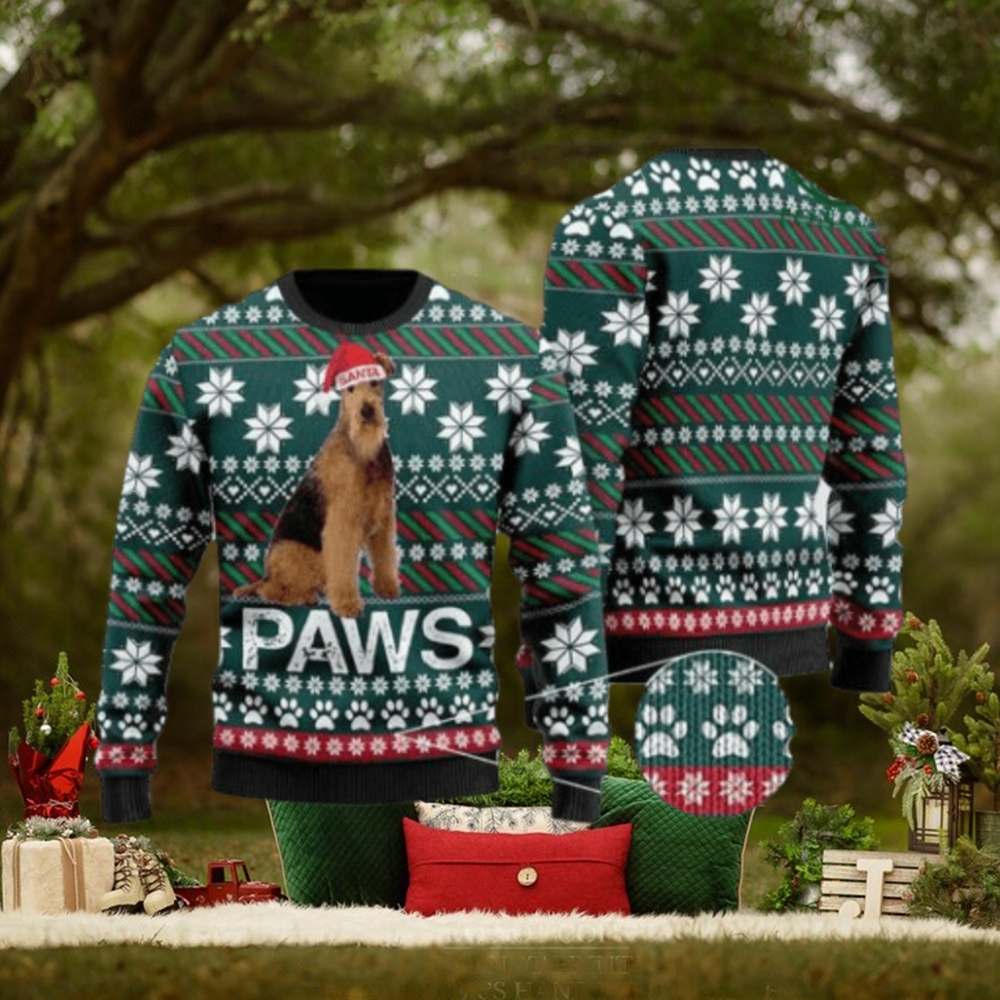 Airedale Terrier Santa Printed Christmas Ugly Sweater Airedale Terrier Santa Printed Christmas Ugly Sweater