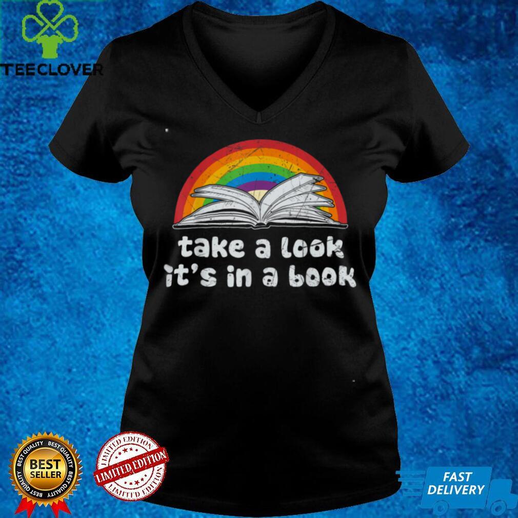 take a look it's in a book reading vintage retro rainbow T Shirt