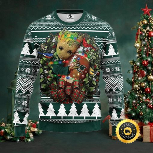 NFL Michigan State Spartans Groot Hug Christmas Ugly Sweater