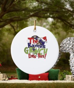 the baltimore ravens x grinch lives here christmas ornament Circle