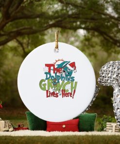 the miami dolphins x grinch lives here christmas ornament Circle