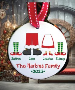 the original santa & elves family of 4 ornament • custom personalized family christmas ornament with year