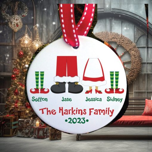 the original santa & elves family of 4 ornament • custom personalized family christmas ornament with year