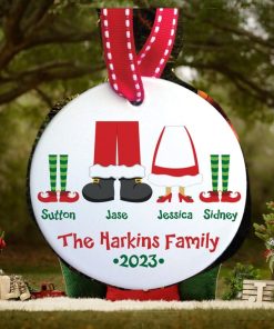 the original santa & elves family of 4 ornament • custom personalized family christmas ornament with year