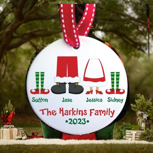 the original santa & elves family of 4 ornament • custom personalized family christmas ornament with year