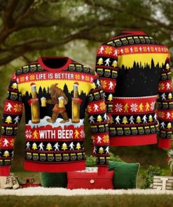 Bigfoot Christmas Is Better With Beer Christmas Gift Ugly Christmas Sweater 3D Printed Men And Women Holiday Gift