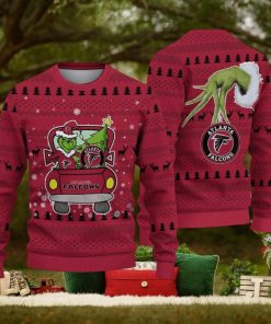 tlanta Falcons And Grinch Driving With Pine Trees Ugly Christmas Sweater