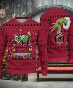 tlanta Falcons And Grinch Driving With Pine Trees Ugly Christmas Sweater