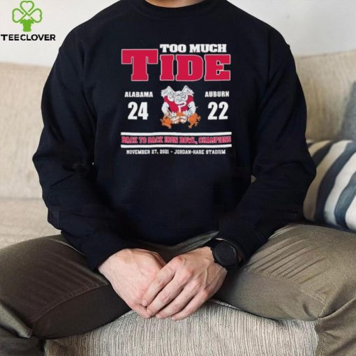 too much tide alabama 24 auburn 22 black to black iron bowl champions shirt Shirt