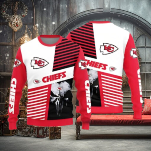 Kansas City Chiefs Skull Pattern Ugly Christmas Sweater