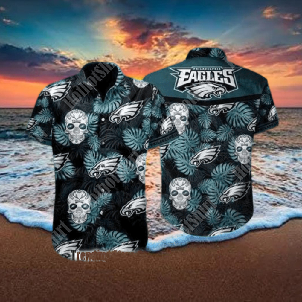 Philadelphia Eagles Tropical Sunset Button Up Shirt