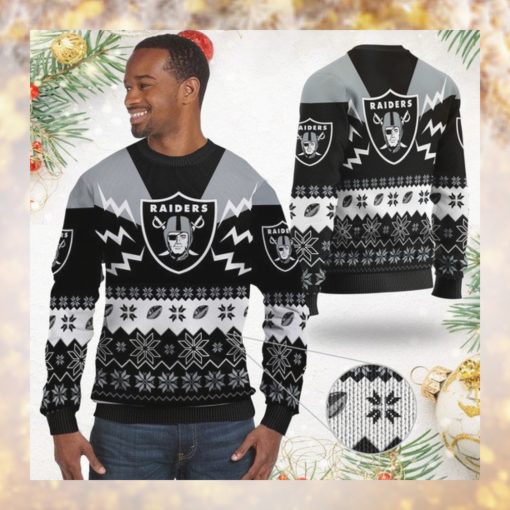 Las Vegas Raiders NFL Football Team Logo Symbol 3D Ugly Christmas Sweater Shirt Apparel For Men And Women On Xmas Days