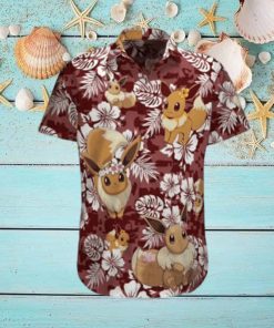 Aloha Eevee Pokemon Hawaiian Shirt Palm Leaves Pattern Summer Beach Gift