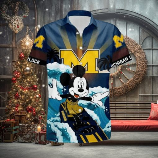 NCAA Disney Mickey Mouse Michigan Wolverines Hawaiian Shirt Beach Gift For Friend