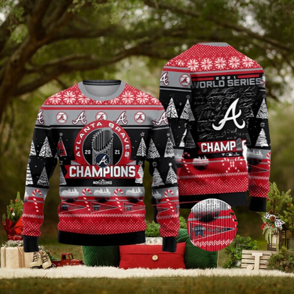 Atlanta Braves WinCraft 2023 World Series Champions Ugly Christmas Sweater 3D Printed Men And Women Holiday Gift