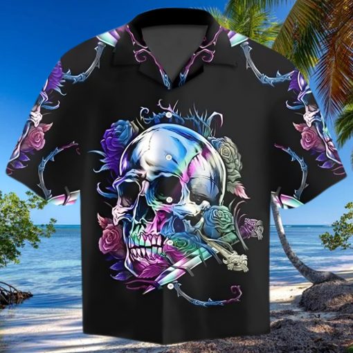 Skull Rose Pattern Hawaiian Shirt