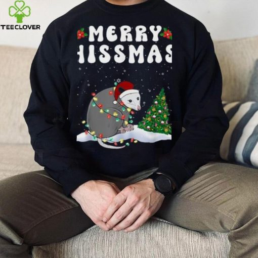 Merry Hissmas Opposum Christmas Santa Hat Funny Xmas Unisex Shirt