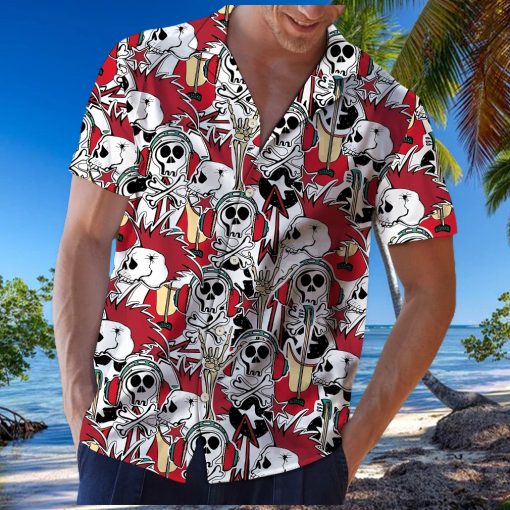 Skull Rock Roll Aloha Hawaiian Shirt Colorful Short Sleeve Summer Beach Casual Shirt