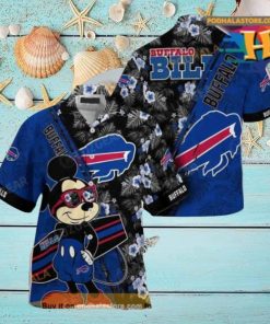 Buffalo Bills NFL Hawaiian Shirt Mickey Print Floral Pattern Summer For Sports Fans