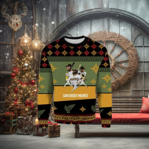 MLB San Diego Padres Christmas Ugly Sweater Star Players In Action