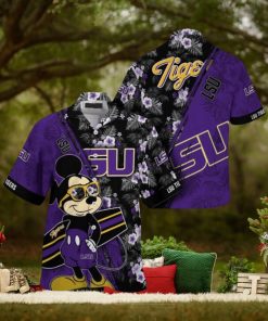 NCAA Lsu Tigers Hawaiian Shirt Mickey And Floral Pattern